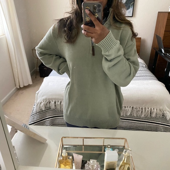 Brandy Melville Aleah Cotton Sweater Sage Green - Picture 1 of 5